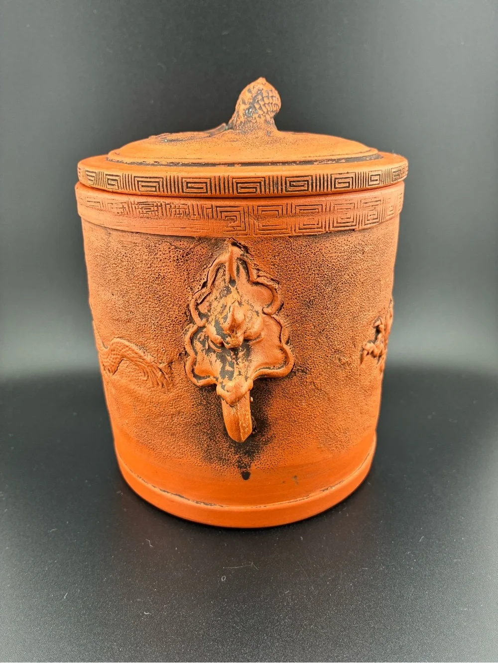 Vintage‎ Terracotta Red Dragon Lidded Vase